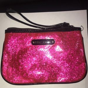 Betsey Johnson Pink Glitter Wristlet